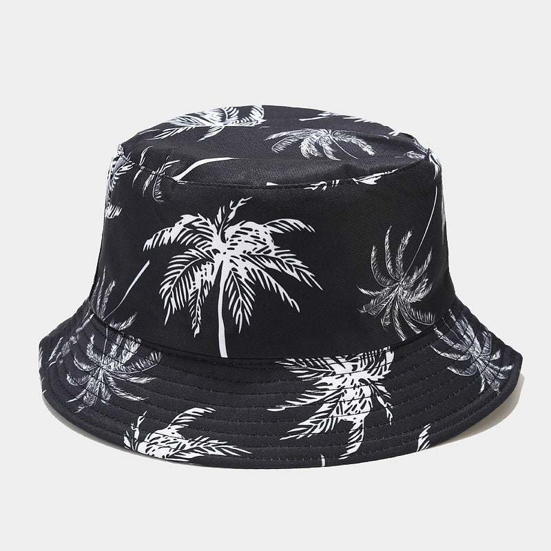 Outdoor Sunshade Beach Coconut Tree Printing Bucket Hat