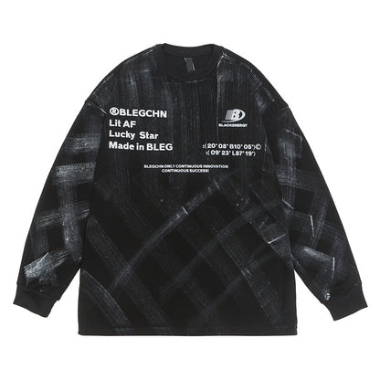 Retro Hand-painted Tie-dyed Long-sleeved T-shirt For Men