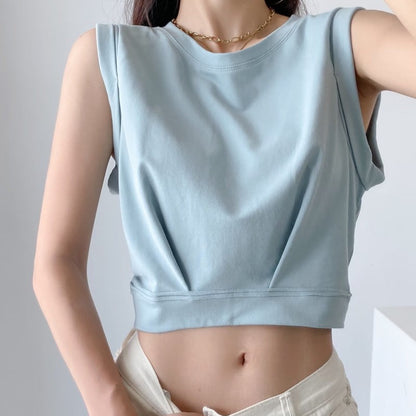Women's Loose Exercise Blouse I-shaped Round Neck Slim-fit Tank Top