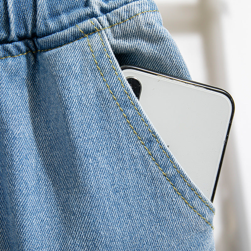 Loose Narrow Opening Tapered Mid-rise Jeans