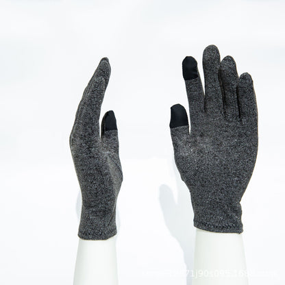 Grey Full Finger Touch Screen Health Pressure Gloves