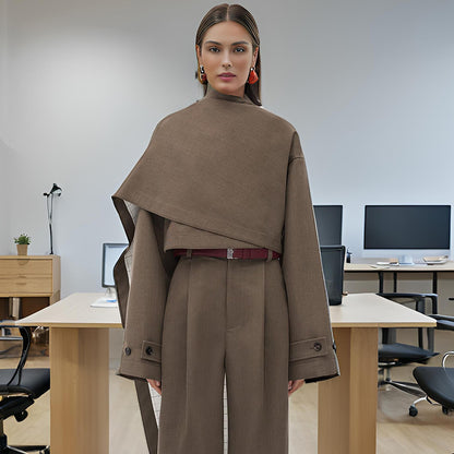 High Waist Cape Shawl Design Small Suit For Women