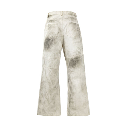 Washed Old Color Pleated Stitching Straight Cargo Loose Trousers