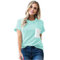 Casual Simple All-match Loose Pullover Women's New Color Matching Patch Pocket Round Neck Short Sleeve T-shirt