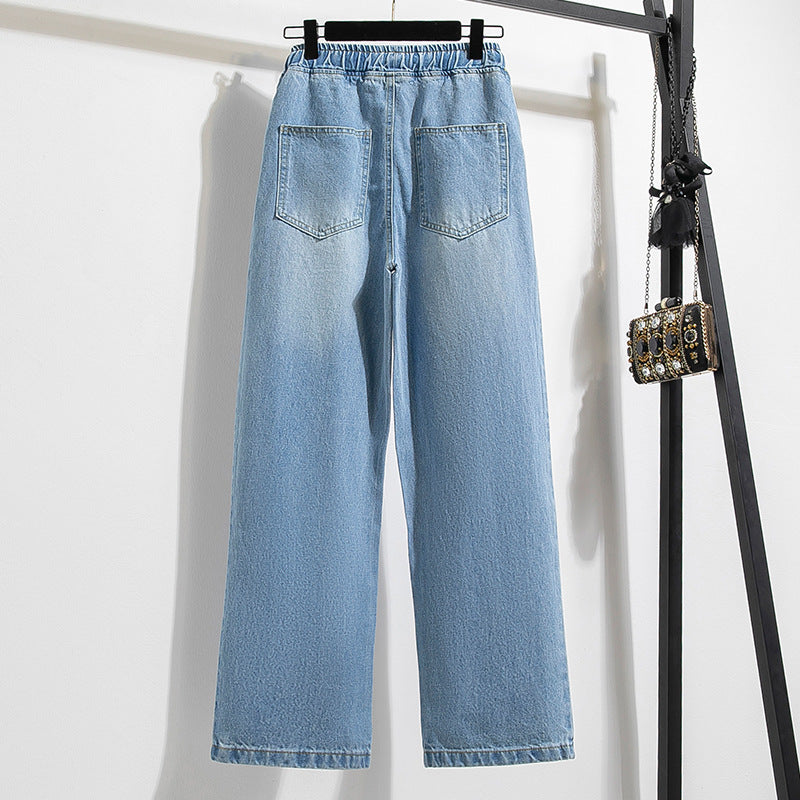 Loose Narrow Opening Tapered Mid-rise Jeans