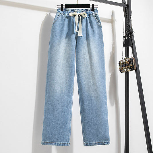 Loose Narrow Opening Tapered Mid-rise Jeans