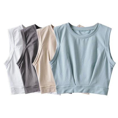 Women's Loose Exercise Blouse I-shaped Round Neck Slim-fit Tank Top