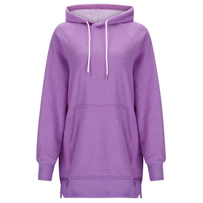 Women's Solid Color Hooded Split Shoulder Sleeve Sweater