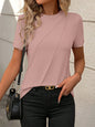 Solid Color Round Neck Short Sleeves Loose T-shirt