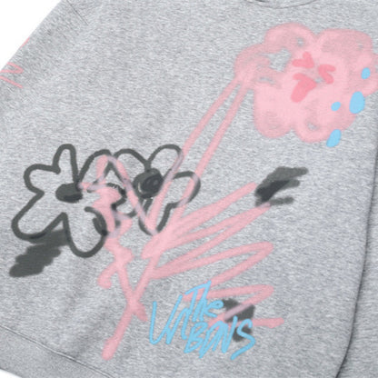 Retro High-end Street Spray Flower Design Neutral Heavy Hooded Couple Sweater Women