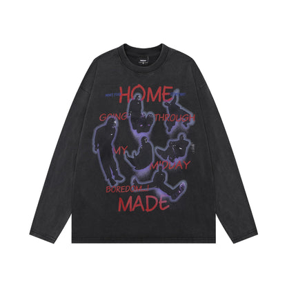 Men's American-style Printed Long-sleeved T-shirt