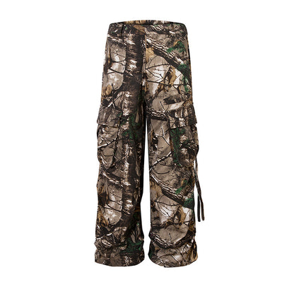 Retro Style Branches Camouflage Cargo Pants