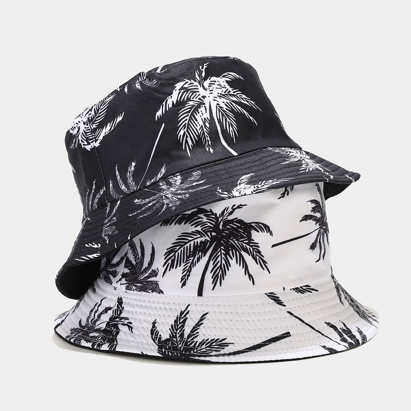 Outdoor Sunshade Beach Coconut Tree Printing Bucket Hat