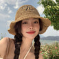 Adjustable Bow Straw Hat Female Summer Travel Sun-proof Beach Seaside Sunhat