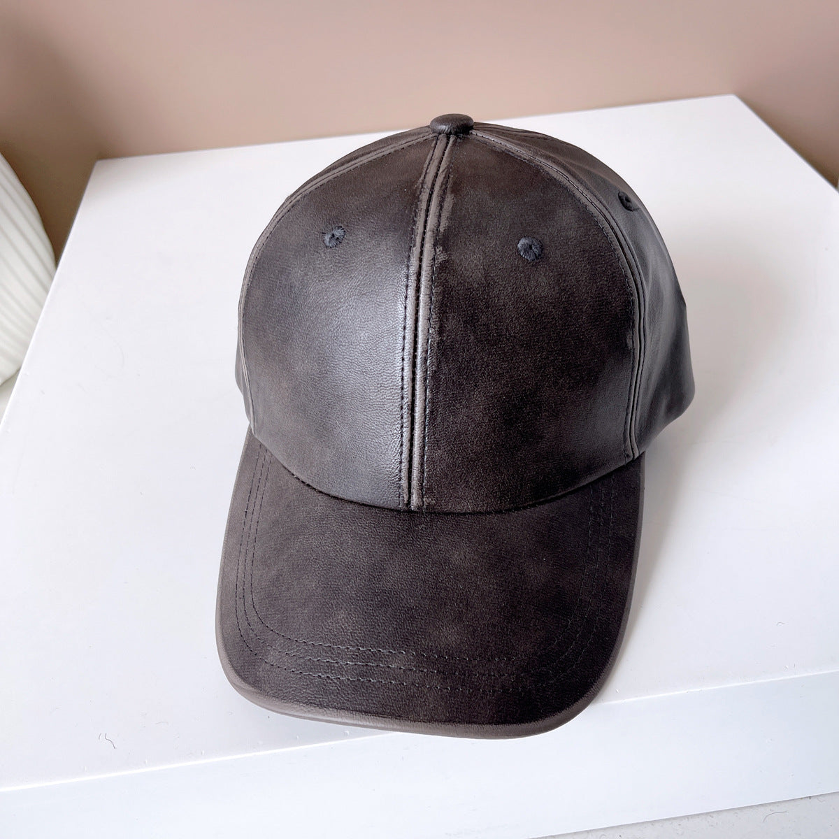 Washed Old Patent Leather Baseball Hat