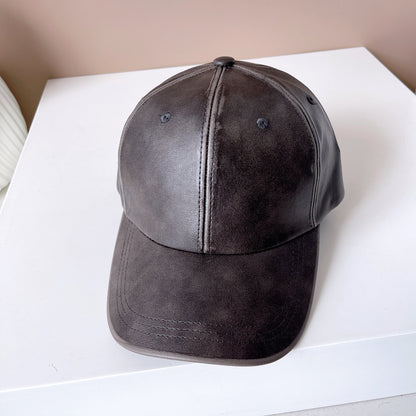 Washed Old Patent Leather Baseball Hat