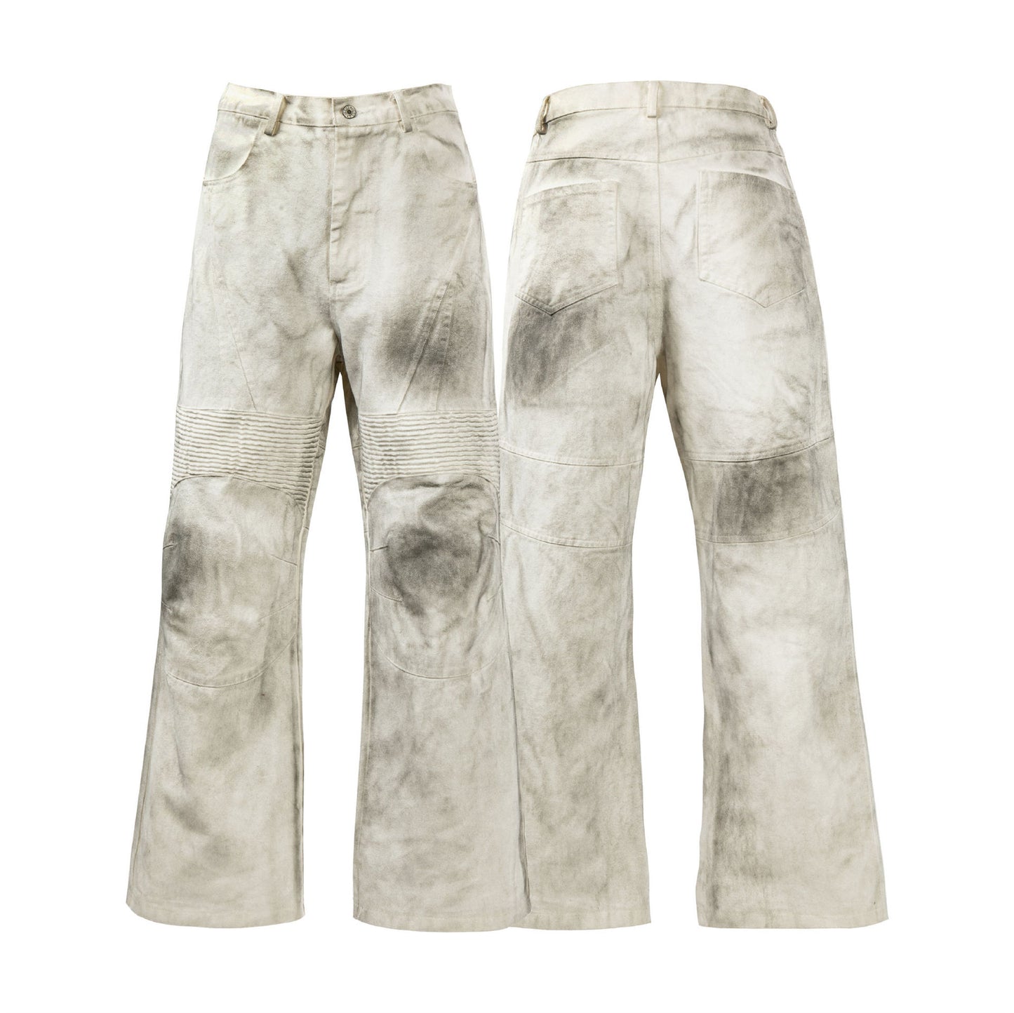 Washed Old Color Pleated Stitching Straight Cargo Loose Trousers