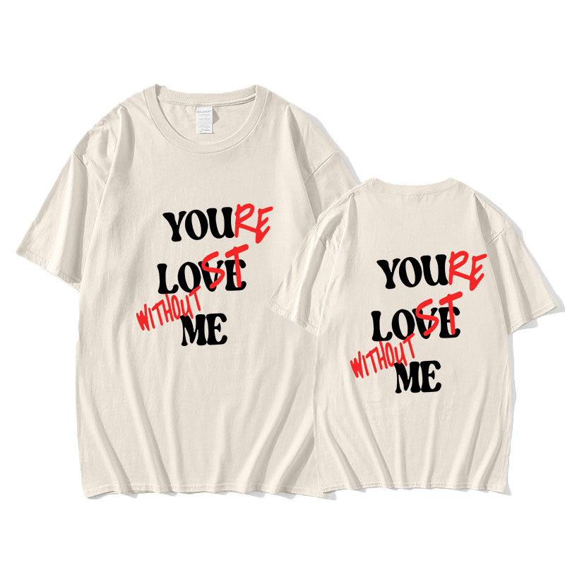 You Love Me Letter Printed T-shirt Summer WomenMen Short Sl