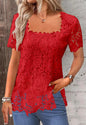 Rose Lace T-shirt Top For Women