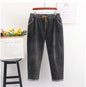 Elastic Waist Loose Wide Leg Jeans Extra Large Size Straight-leg Pants High Elastic