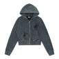 Retro Personalized Distressed Zipper Cardigan Hoodie