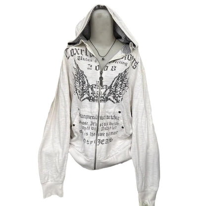 Harajuku Black Hooded Casual Coat Women