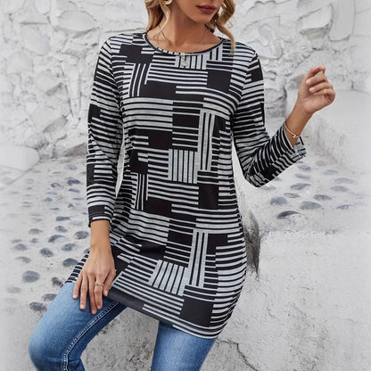 Fashion Casual Crew Neck Top T-shirt Women's Clothing