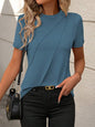 Solid Color Round Neck Short Sleeves Loose T-shirt