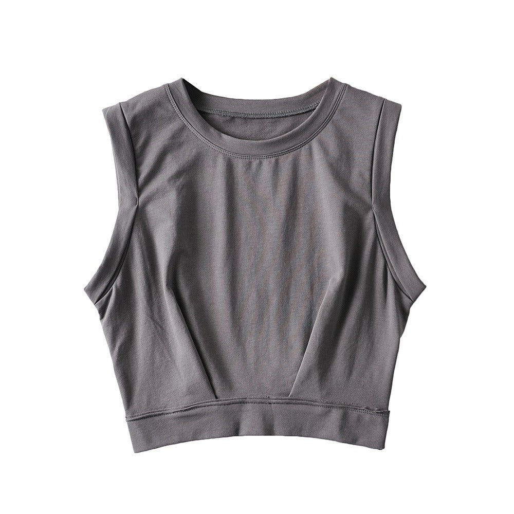 Women's Loose Exercise Blouse I-shaped Round Neck Slim-fit Tank Top