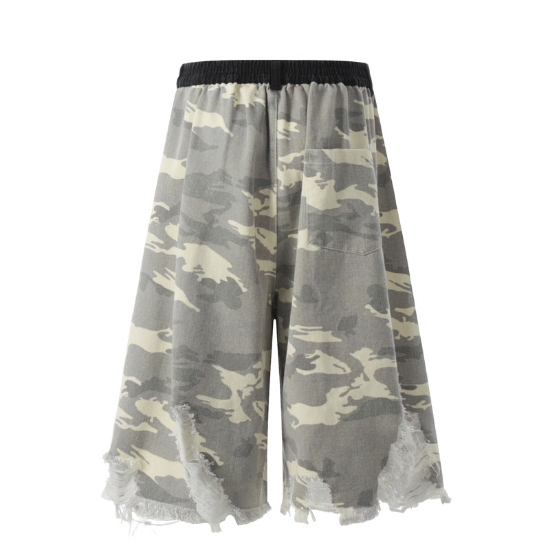 American Style Hip Hop Character Paste Cloth Embroidery Camouflage Shorts