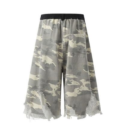 American Style Hip Hop Character Paste Cloth Embroidery Camouflage Shorts