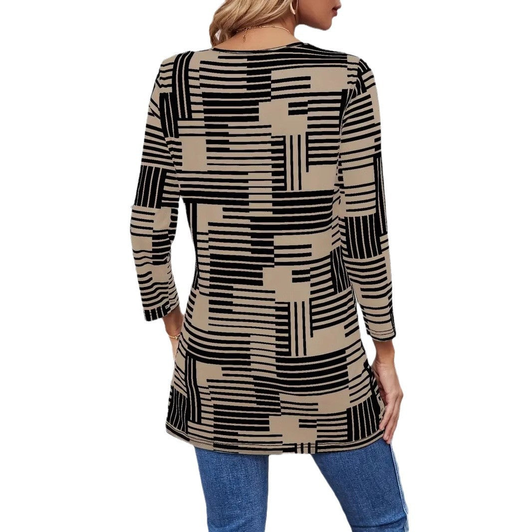 Fashion Casual Crew Neck Top T-shirt Women's Clothing