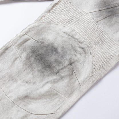 Washed Old Color Pleated Stitching Straight Cargo Loose Trousers