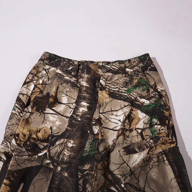 Retro Style Branches Camouflage Cargo Pants
