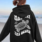 Comfortable Suede Hoodie Turtle And Starfish Pattern Sweater