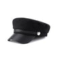 Black Beret British Retro Woolen Navy Flat-top Cap