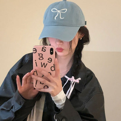 Ins Korean Style Baseball Cap Girl Bow Sweet