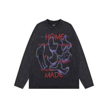 Men's American-style Printed Long-sleeved T-shirt