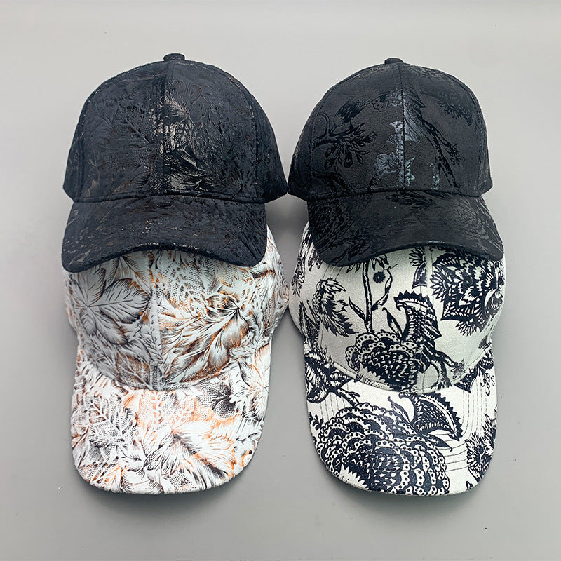 Korean Style Pure Leather Printing Baseball Caps
