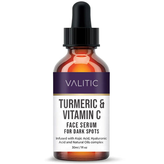 VALITIC Vitamin C Face Serum for Anti Aging - Hyaluronic Acid Collagen Kojic Acid Turmeric Oil Dark Spot Remover Brightening Eyes and Facial Serum Skin Care 1 fl oz