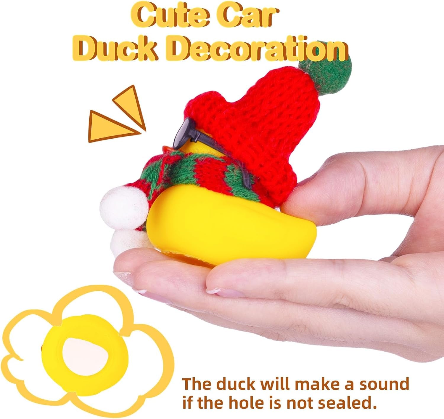 Car Rubber Duck, Cute Winter Duck Car Dashboard Decorations for Car Ornaments Accessories with Mini Hat, Sunglasses, and Scarf(B1)