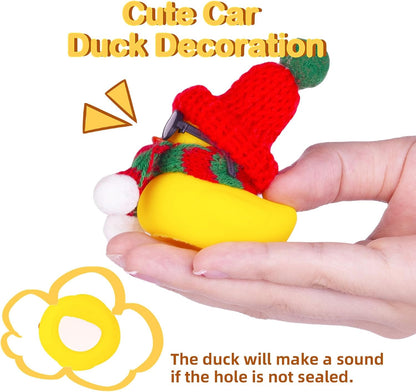 Car Rubber Duck, Cute Winter Duck Car Dashboard Decorations for Car Ornaments Accessories with Mini Hat, Sunglasses, and Scarf(B1)