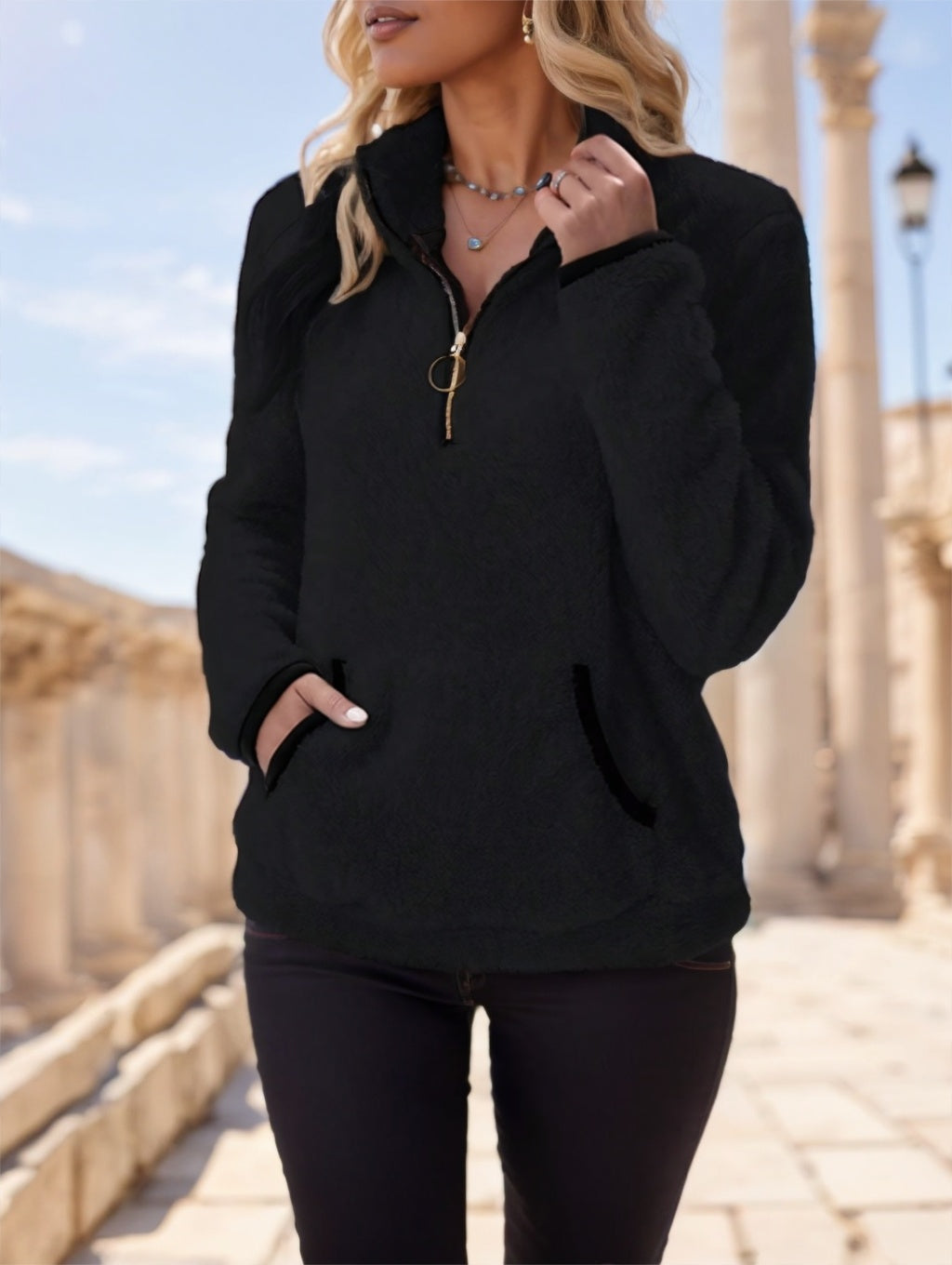 Color Block Pullover Sweatshirt