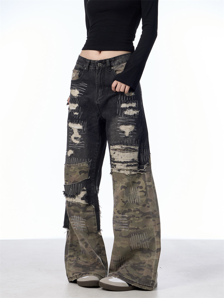 American High Street Camouflage Stitching Pants