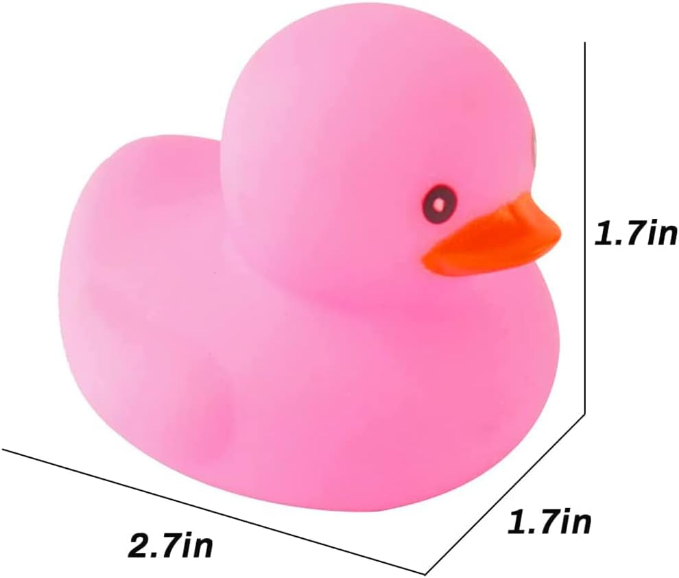 Pink Rubber Ducks Preschool Bath Toys Bathtub Duckies Gift for Baby Shower Infants Toddlers Car Pool Float Halloween Adults Party Favors Carnival Decorations (Small Pink 2.2''-12Pcs)