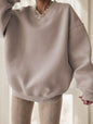 Women's Solid Color Oversized Drop Shoulder Sweatshirt
