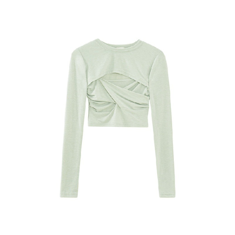 Sexy Pure Desire Style Sling Design Sense Sneaky Design Hot Girl Long Sleeve T-shirt