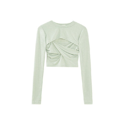 Sexy Pure Desire Style Sling Design Sense Sneaky Design Hot Girl Long Sleeve T-shirt