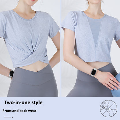 Two-way Sports T-shirt Yoga Clothes Cool Feeling Breathable Workout Top