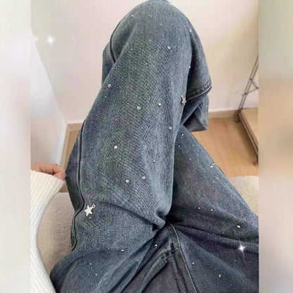 Light Blue Narrow Wide Leg Jeans Straight Spring